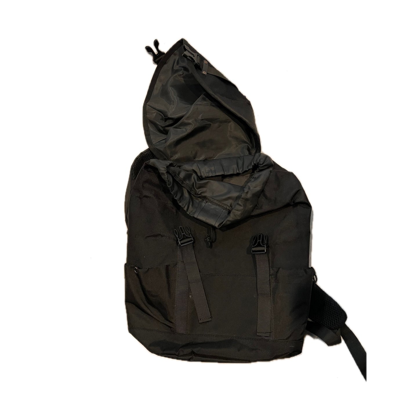Black Fold-top design, buckle closures W Cinch Backpack