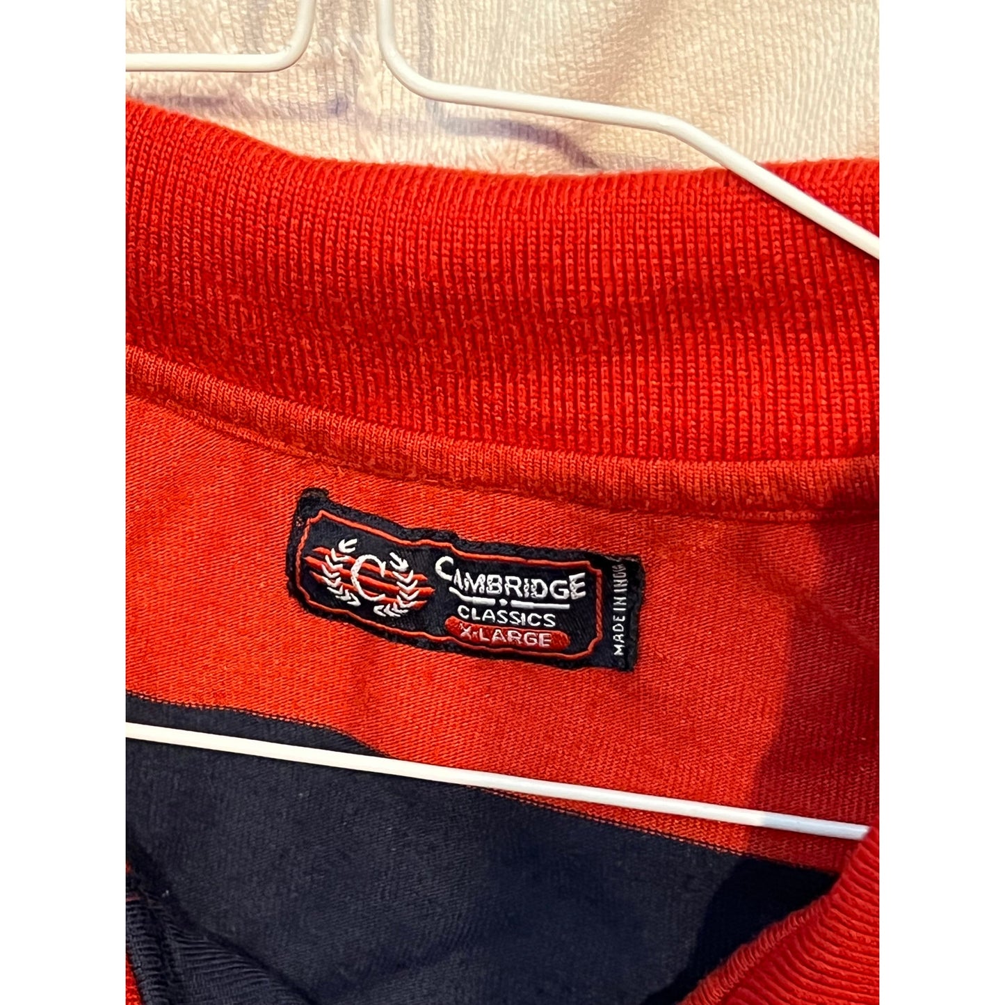 Cambridge Classics Red/Navy Stripe Golf/ Polo Shirt, Mens XL