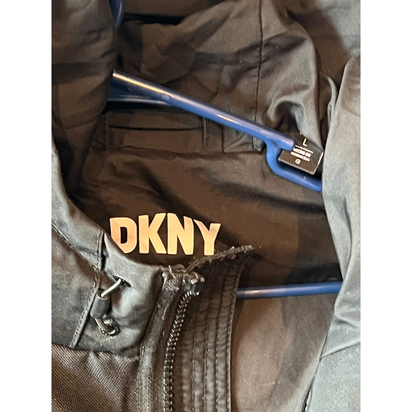 DKNY Black Puffy Parka Jacket Mens L