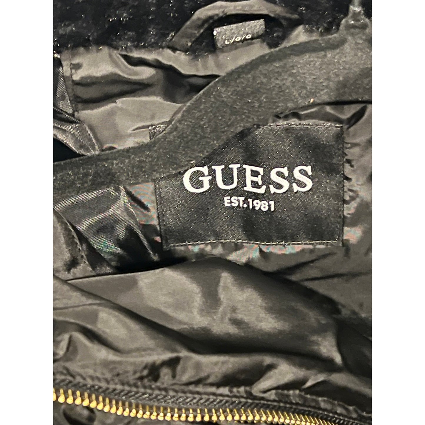 Guess Long Knee Length Hooded Puffer Jacket Womans L