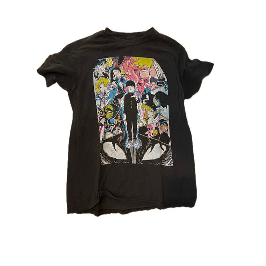 Mob Psycho Vintage Anime Black T-Shirt Mens M