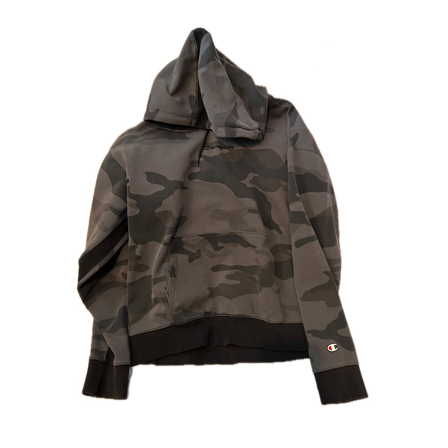 Sweat à capuche camouflage Champion vert gris, homme, taille L