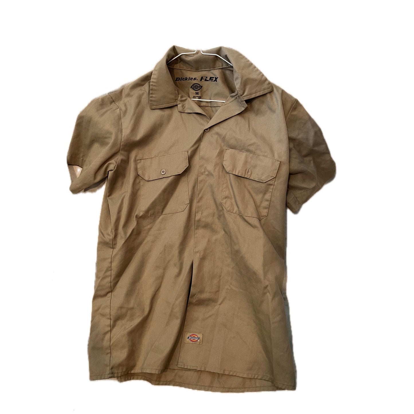 Dickies Tan Button Down Short Sleeve Shirt Mens Mediums