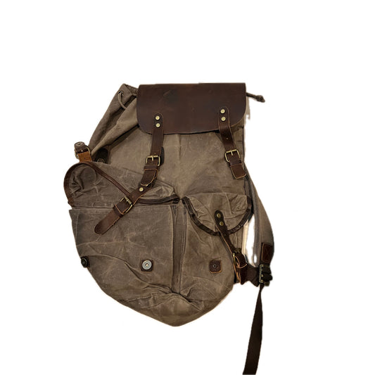 Wudon Leather Canvas Backpack, Top Loading