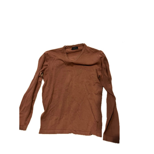 Zara Man Rust/Beige  Crewneck Thin Light Sweater Mens Medium