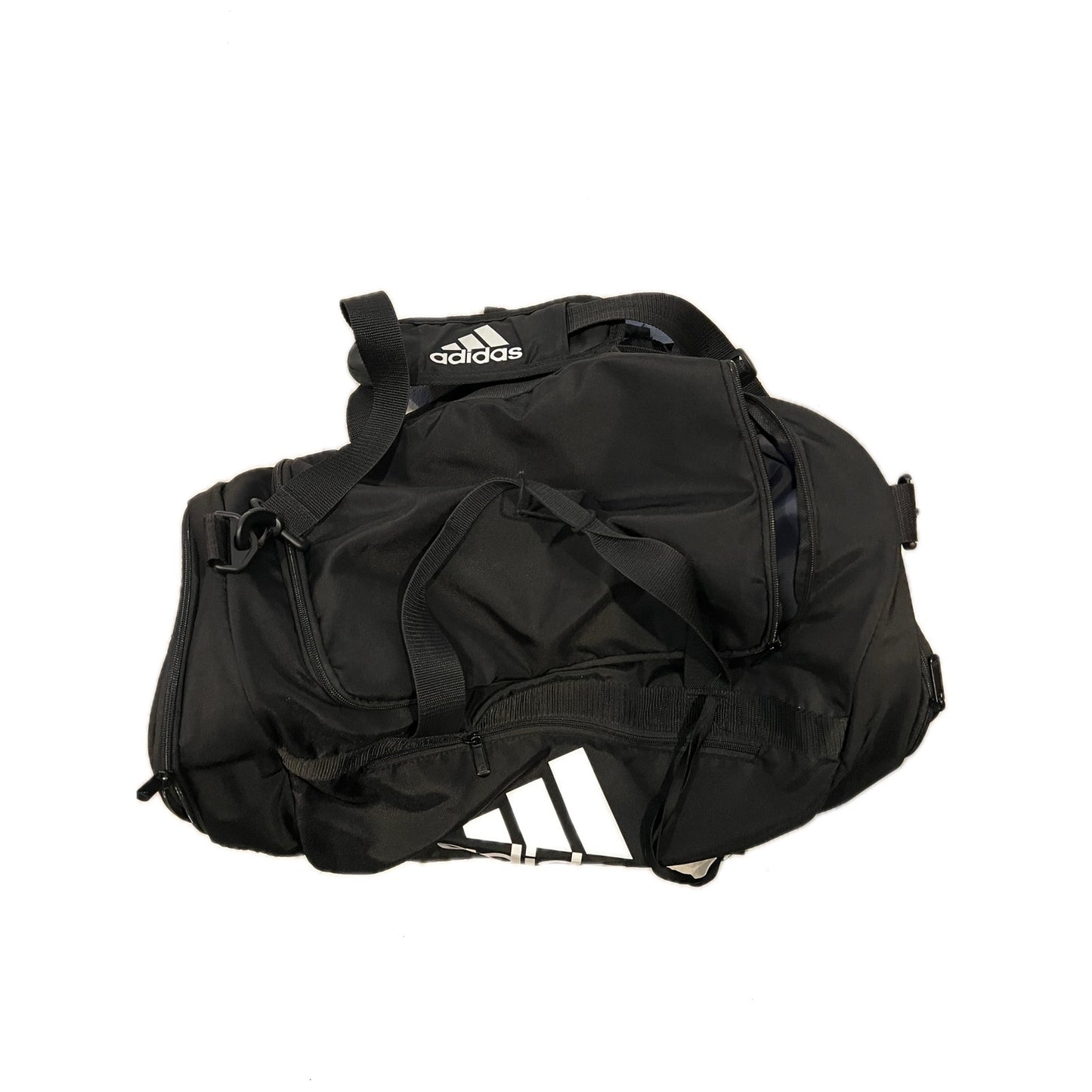 Adidas Faux Leather Medium 22"x10"x10" Black White Gym Bag