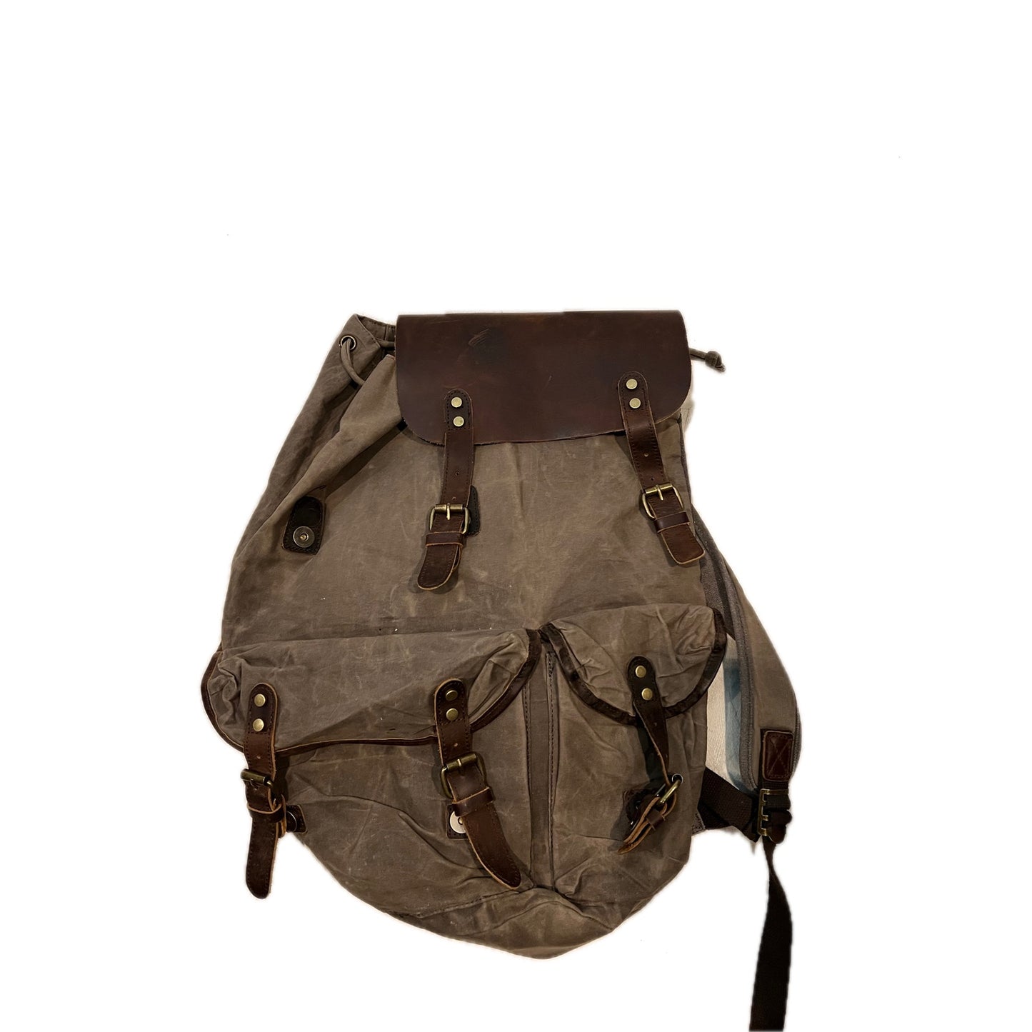 Wudon Leather Canvas Backpack, Top Loading