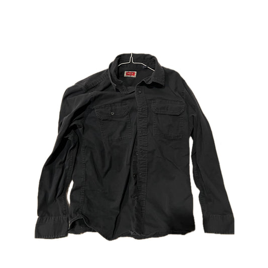 Wrangler Denim Like Long Sleeve Button Up Shirt Mens Med