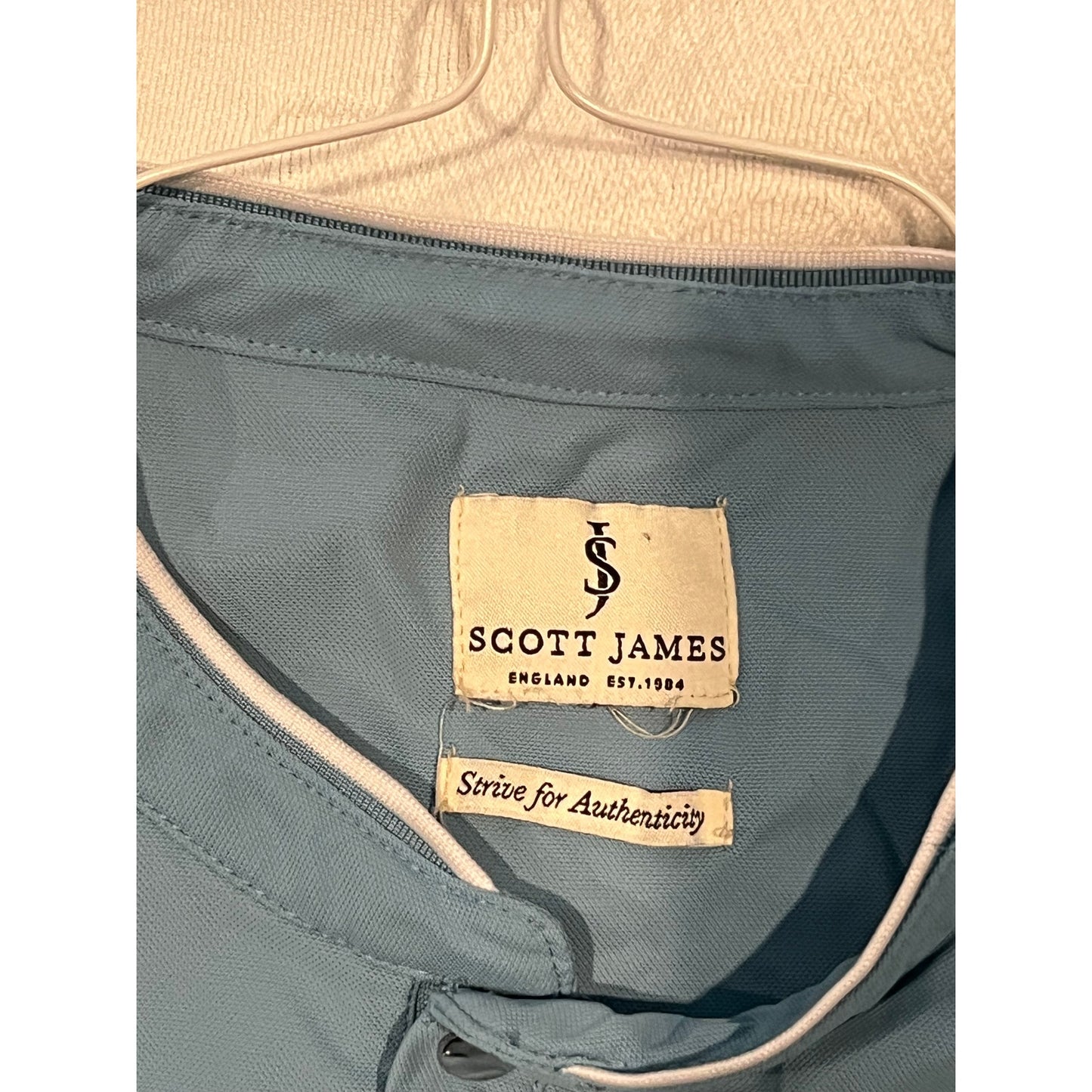 Scott James England Light Blue Snap Polo Mens Large