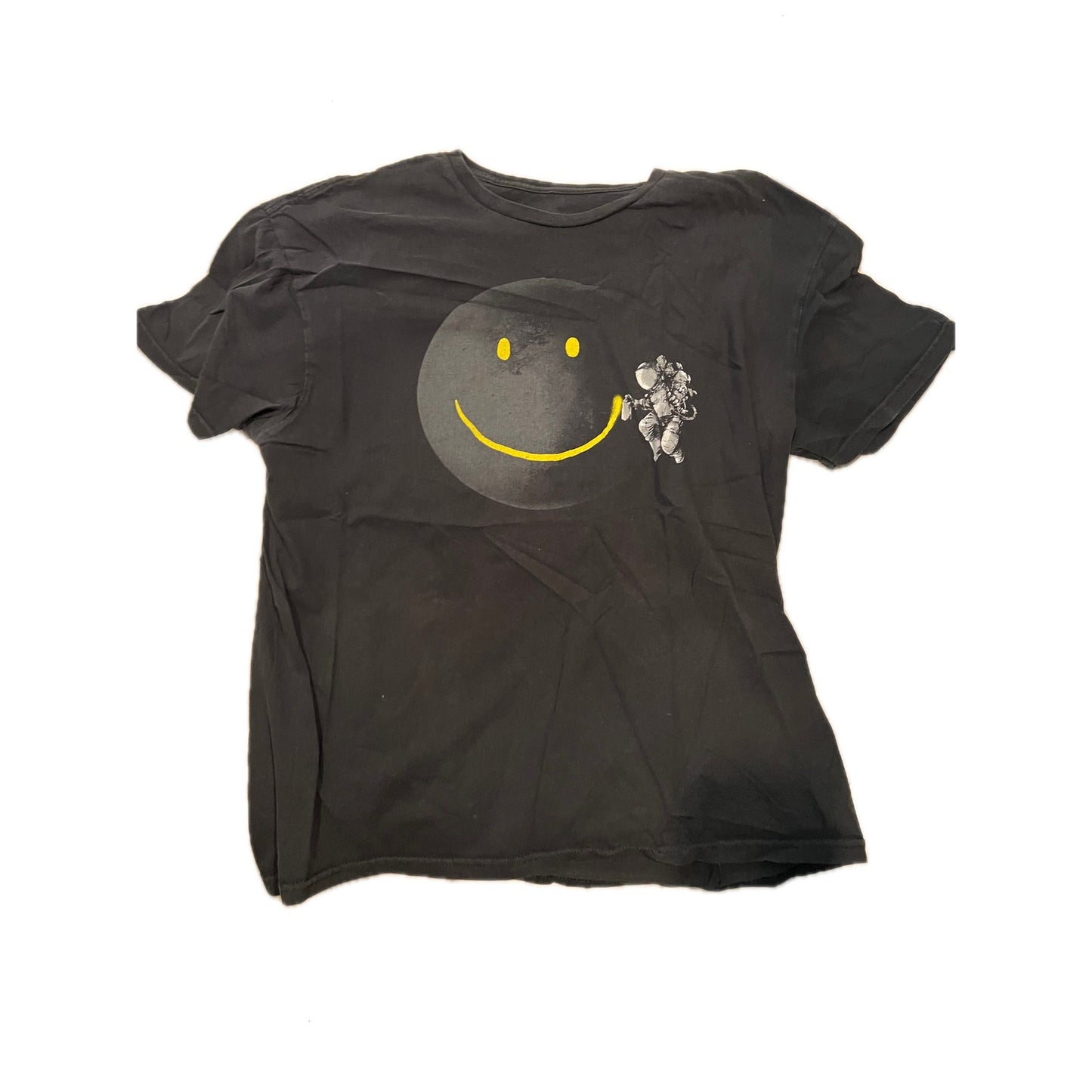 Threadless Spaceman Smiley Face Tag Black T-Shirt Mens XL