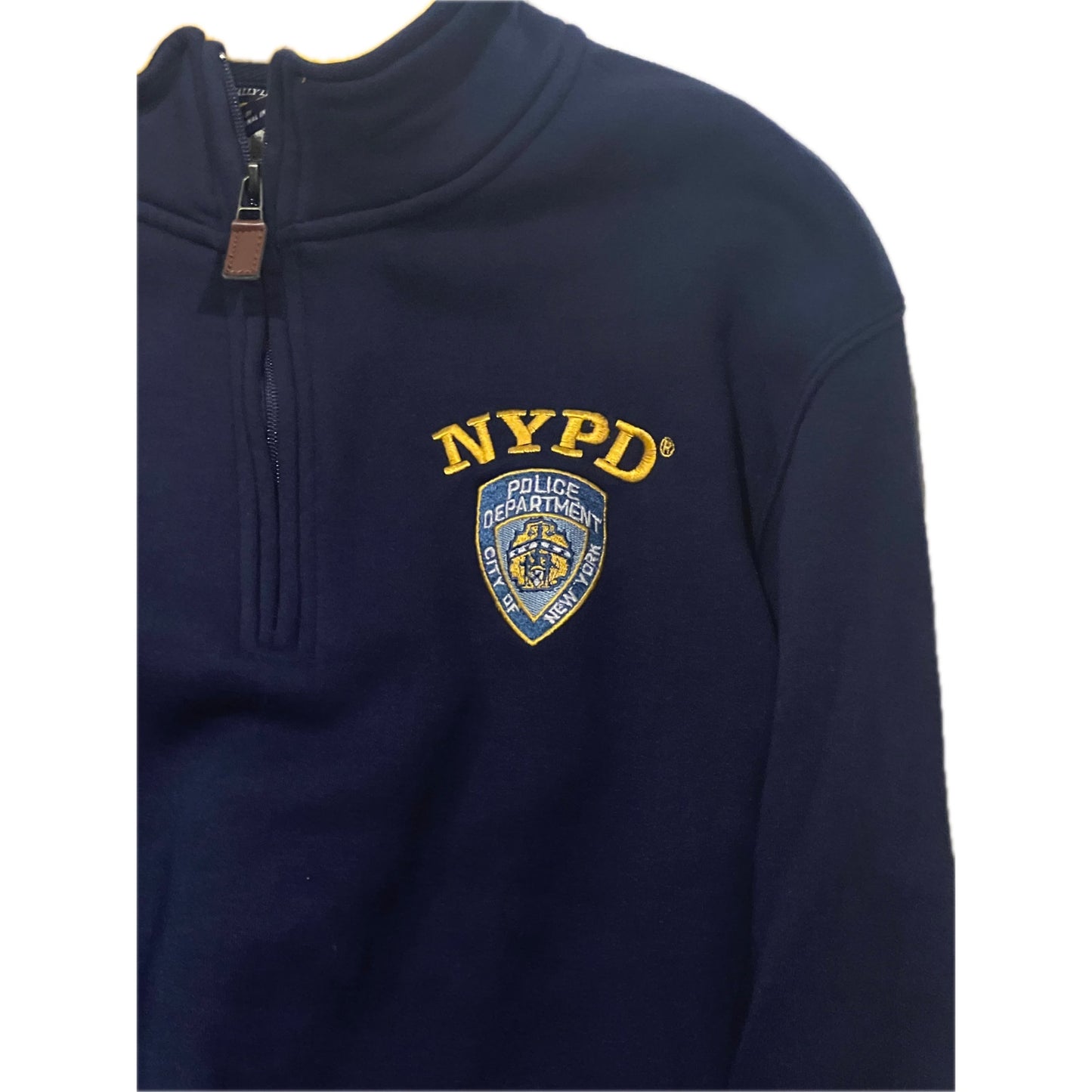 NYPD Navy Yellow Qtr Zip Fleece Mens Large