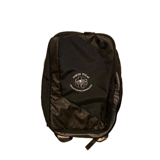 No Label Clamshell Black Padded Backpack 20" Tall
