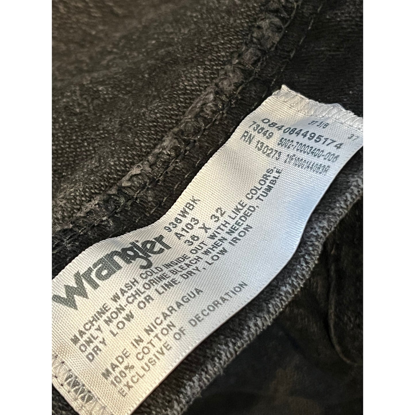 Wrangler Black Straight Fit Jeans 36x32