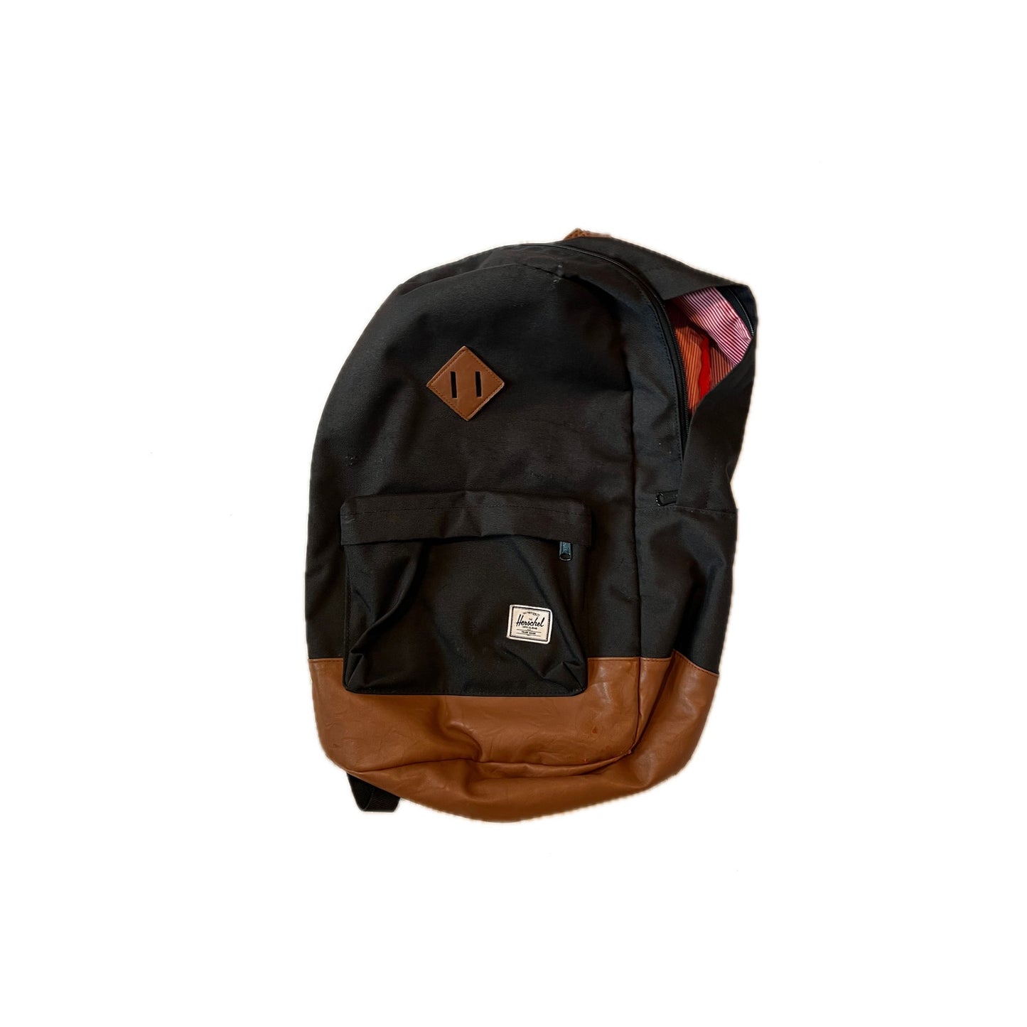 Herschel Supply Co Red Black Faux Leather Bottom Backpack
