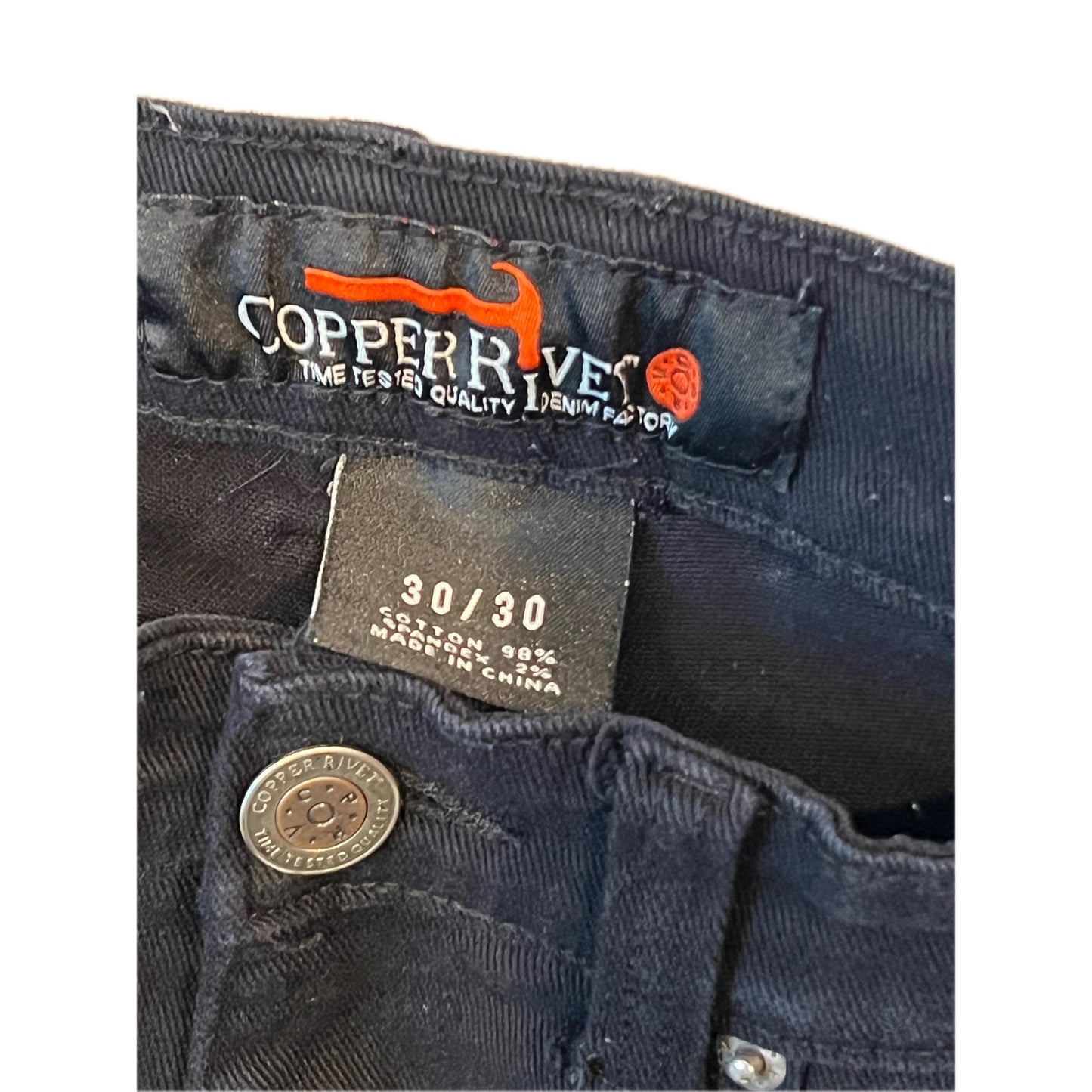 Copper Rivet Cargo Pocket Distressed Jeans Mens 30x30