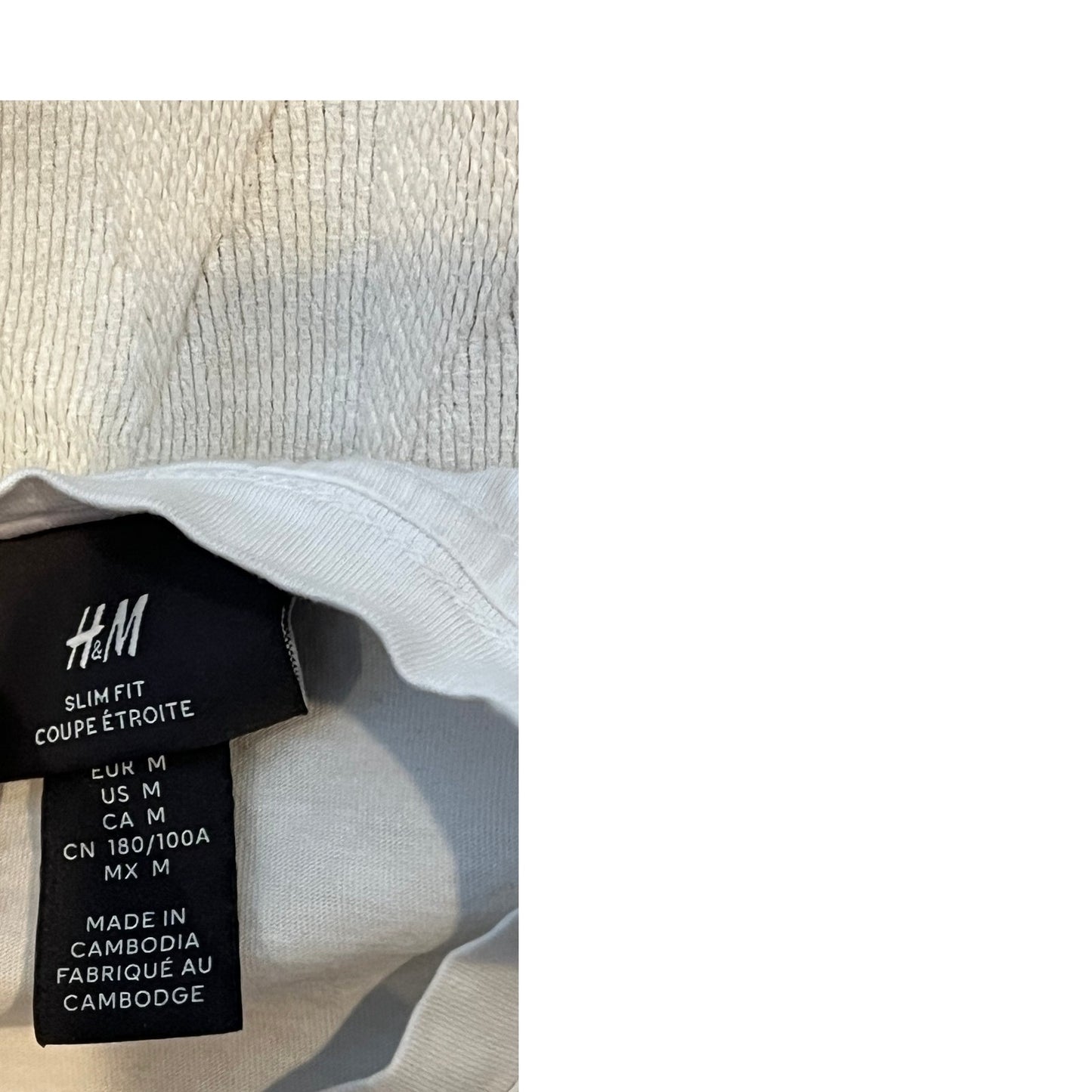 T-shirt blanc slim H&M homme taille M