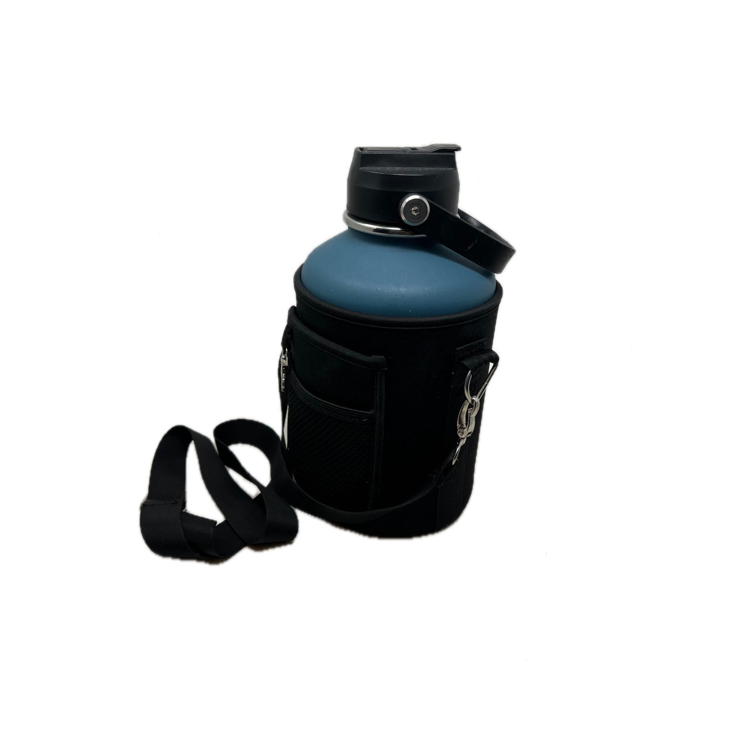 Buzio Stainless Steel Water Bottle w Carry Sling 64 oz