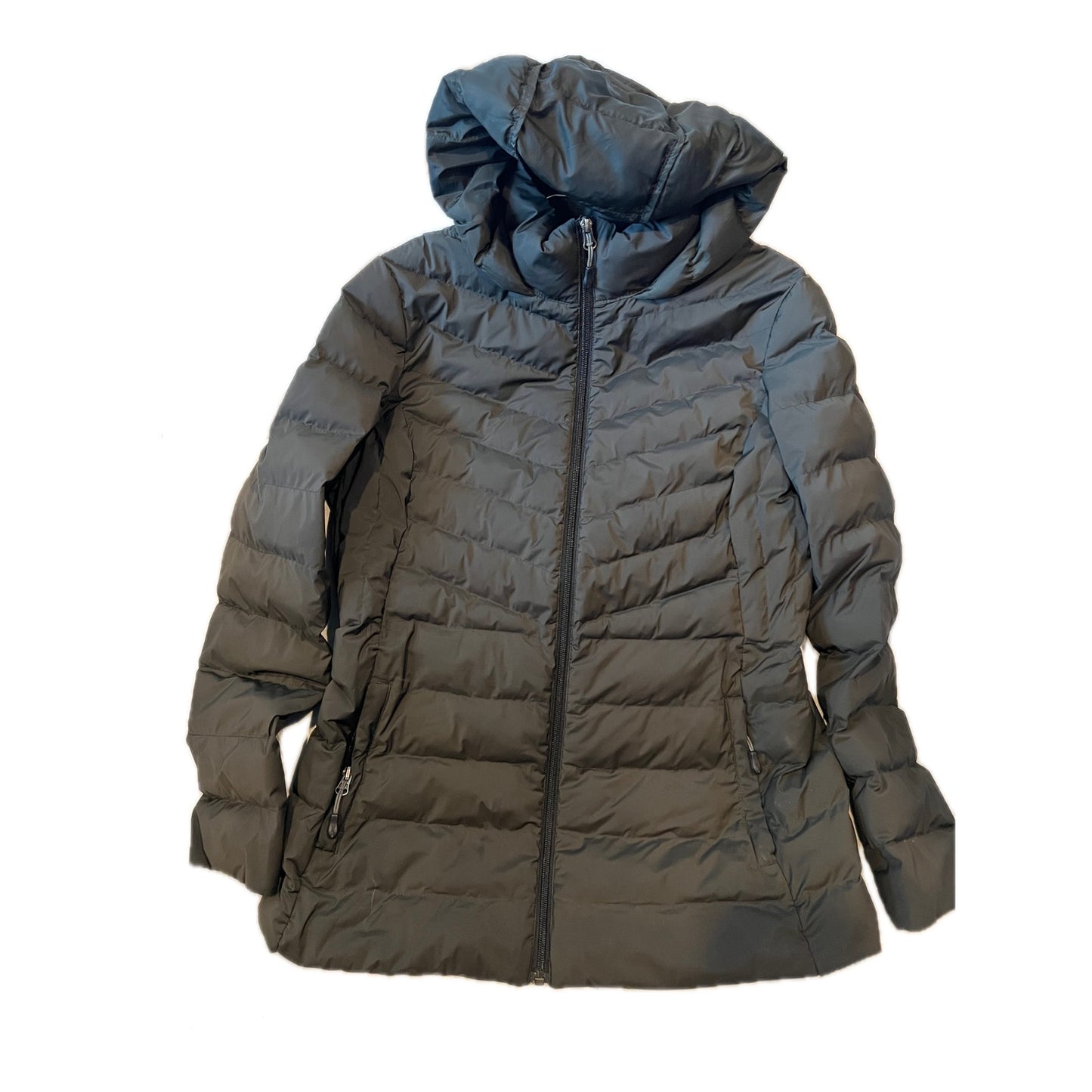 32 Degree Hip Length Gray Navy Hooded Parka Womans S