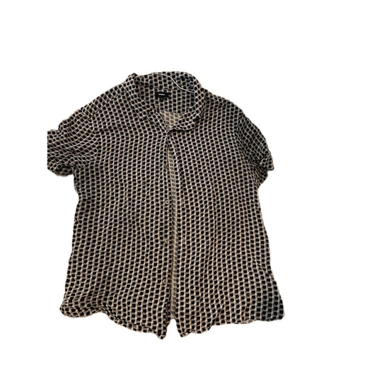 Express Black White Button Down Short Sleeve Shirt Mens M