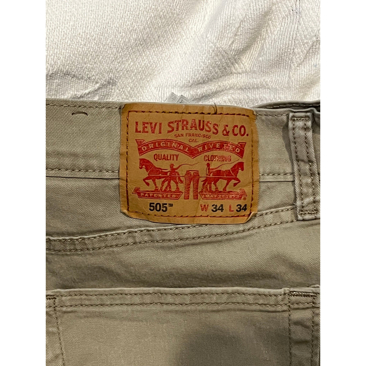 Levi's 505 Regular Straight Leg Beige Jeans Mens 34x34