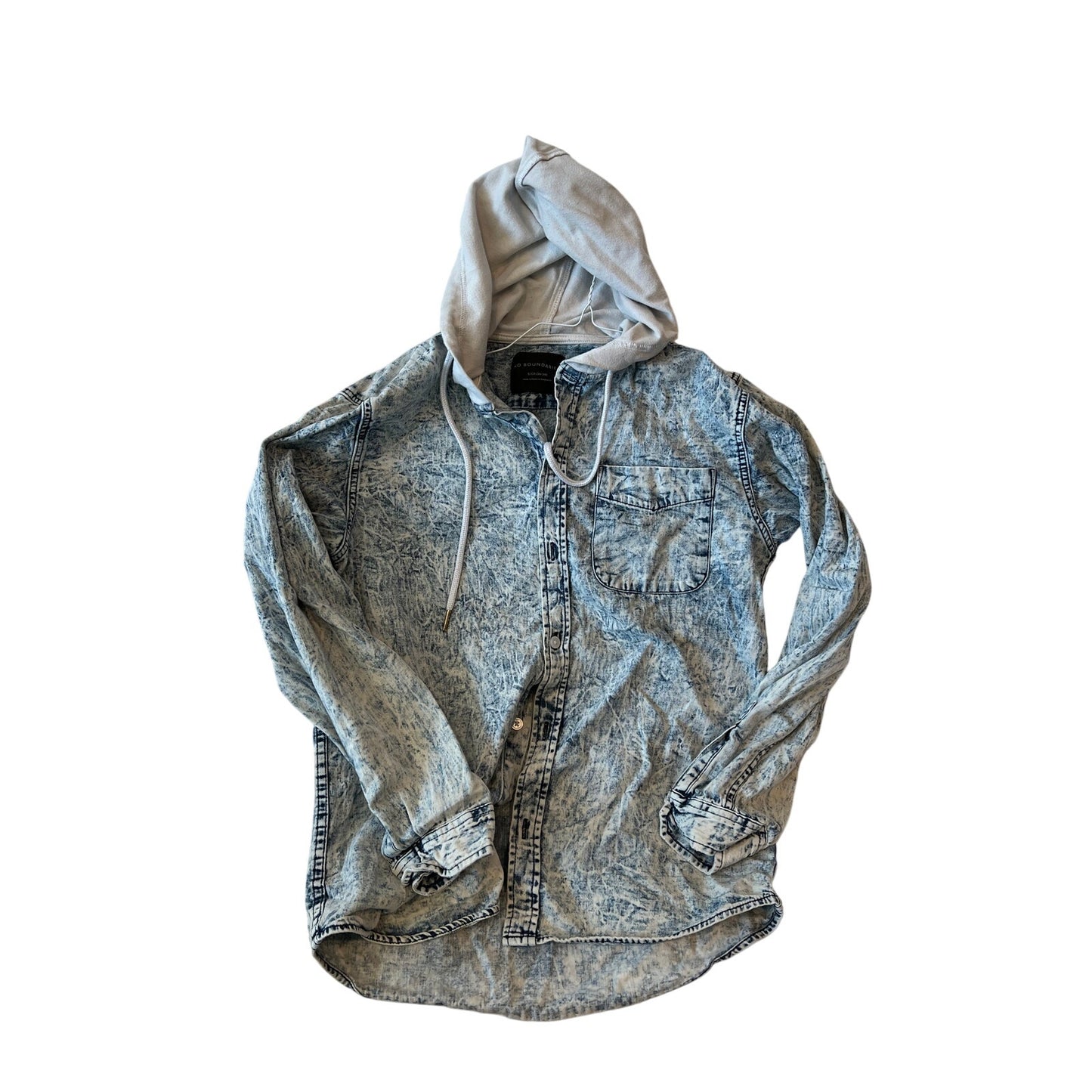 No Boundaries Hooded Jean Shirt Mens S (34-36)