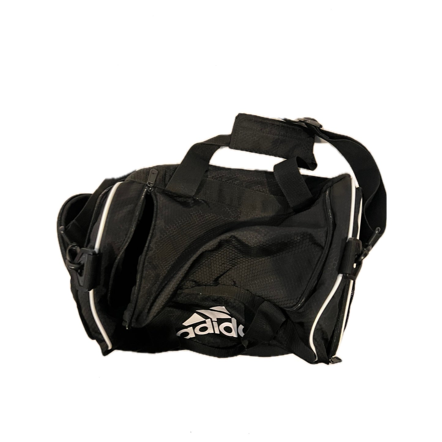 Adidas Defender Small 16"x10"x8" Black White Duffel Gym Bag