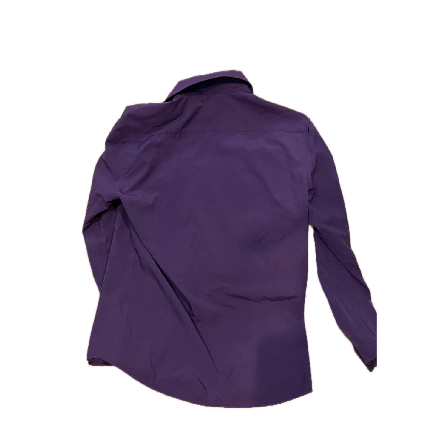 Purple Polyester Long Sleeve Button Up Shirt Mens Medium