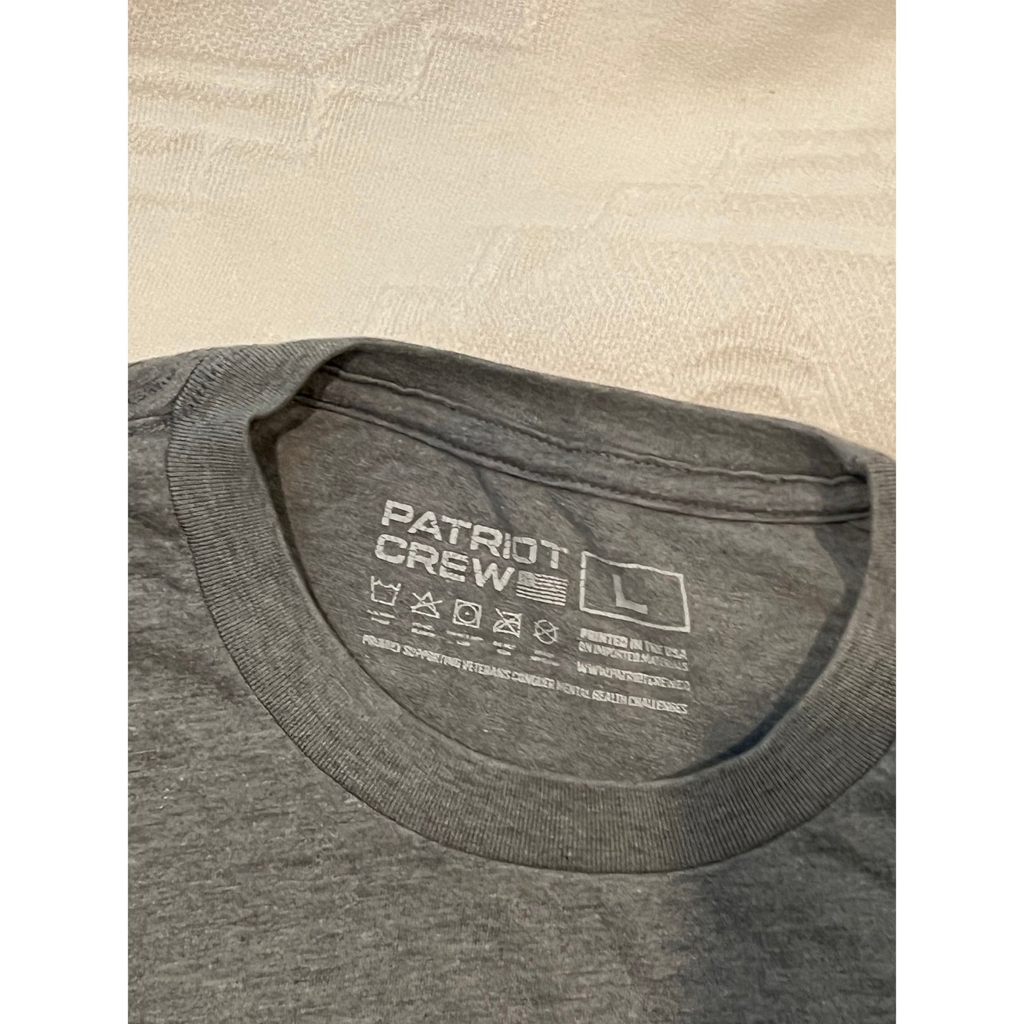 Patriot Crew Gray T-Shirt, Mens Large