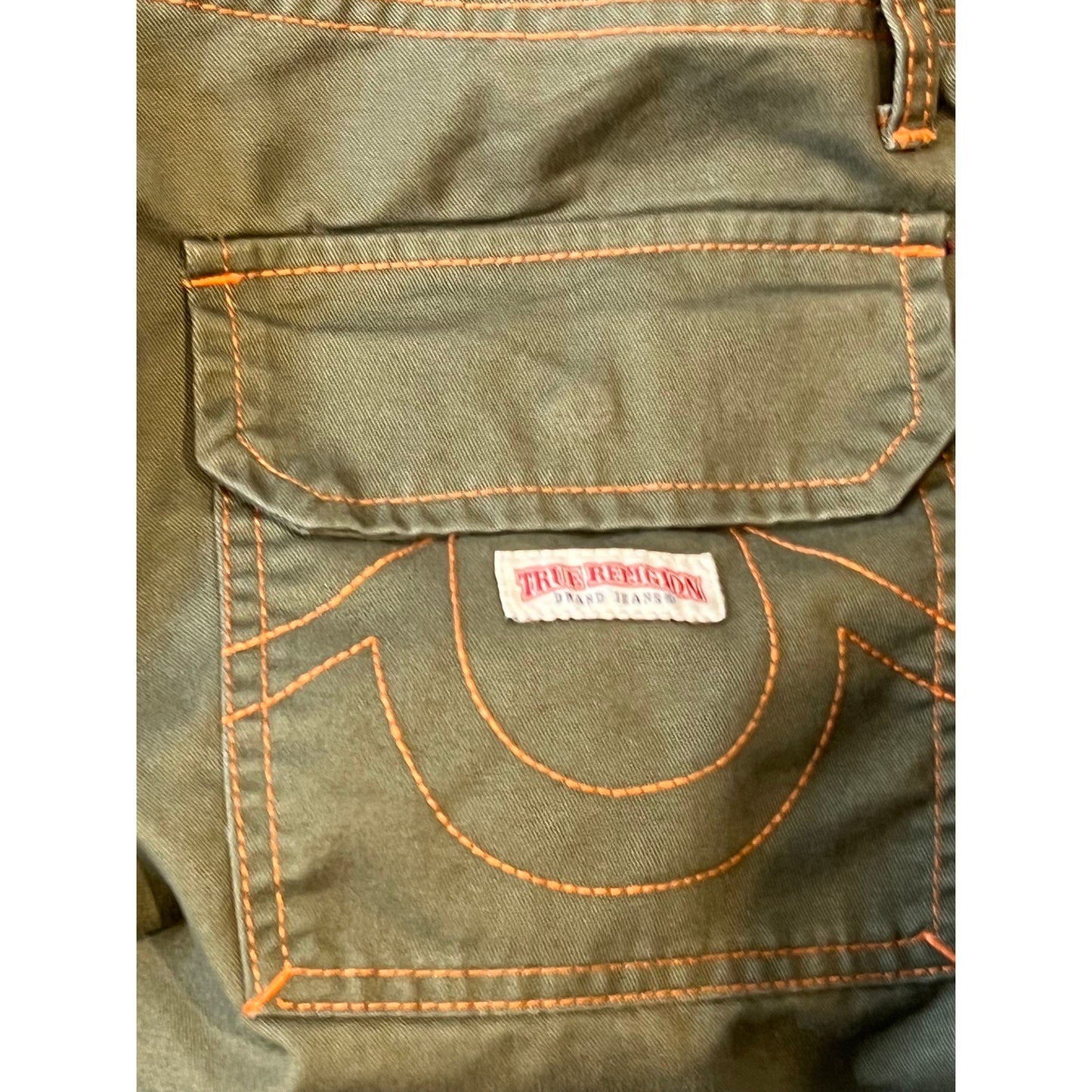 True Religion Green Khaki Cargo Pants Mens 30x30