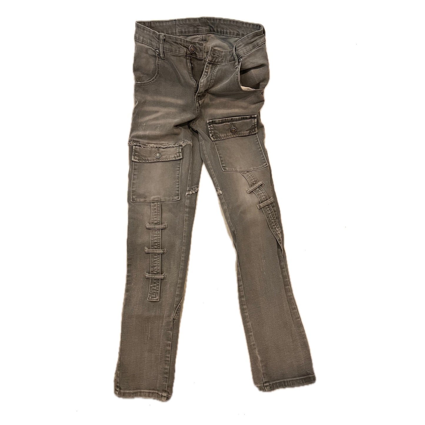 Jeans Slim Fit Distressed Cargo Black Jeans Mens 28x28