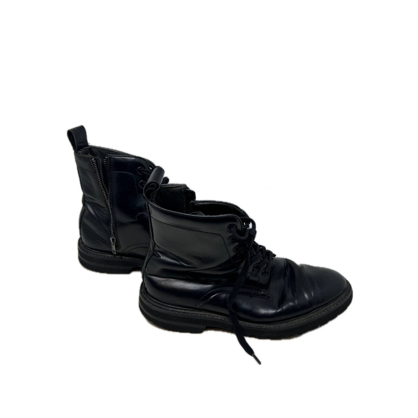 H&M Black Combat Boots Faux Leather Mens 10.5