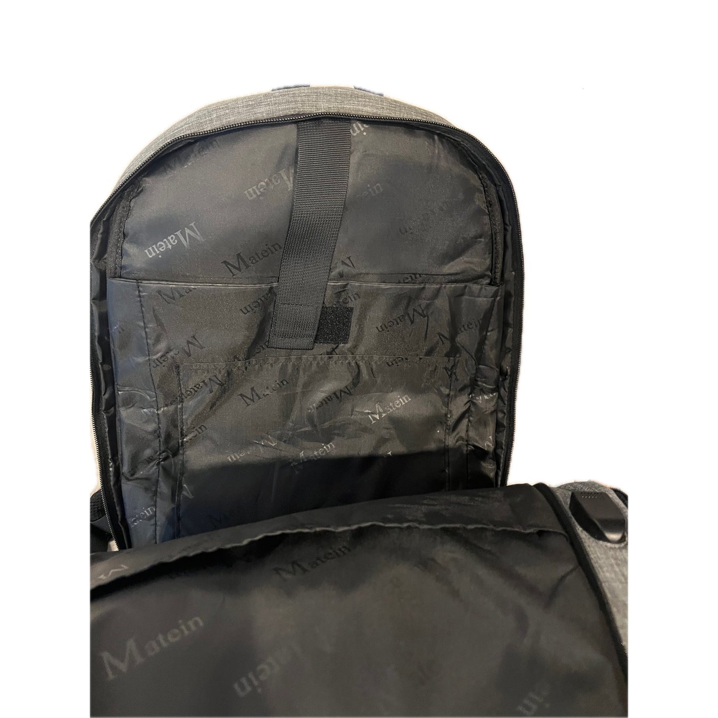 Matein Clamshell Black Gray Padded Backpack
