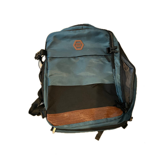 Padded Green Faux Leather Large Travel 40L Padded Backpack