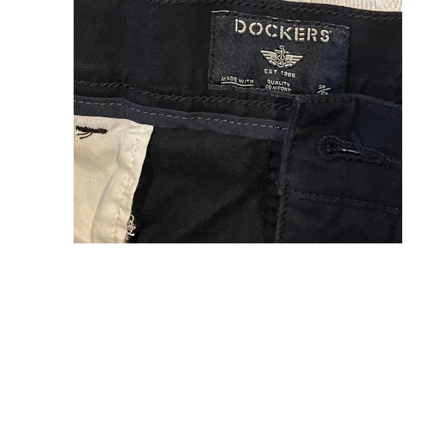 Pantalon Chino Homme Dockers Coupe Droite Noir Devant Plat 32x30