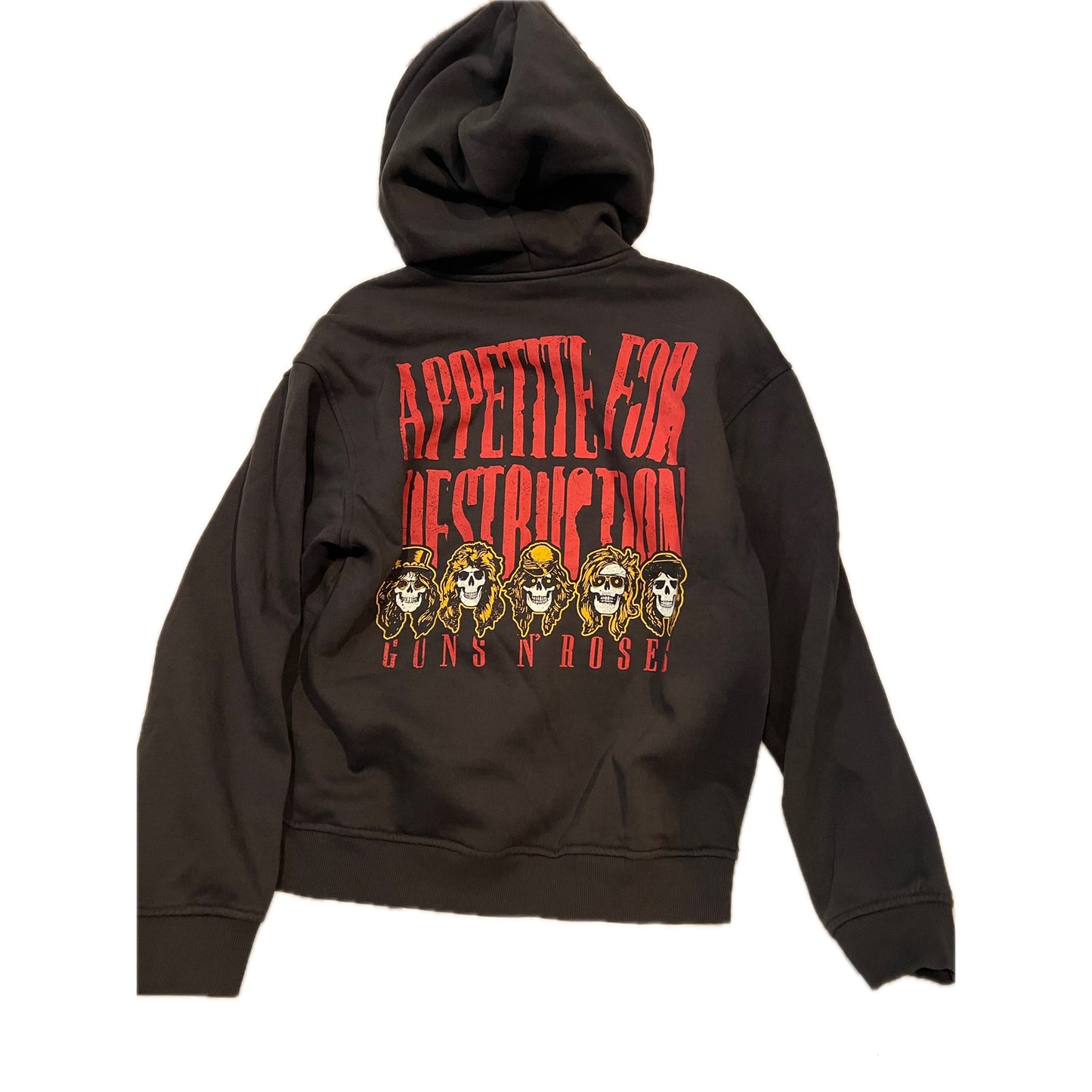 H&M + Guns N Roses Black Full Zip Up Hoodie Mens Small