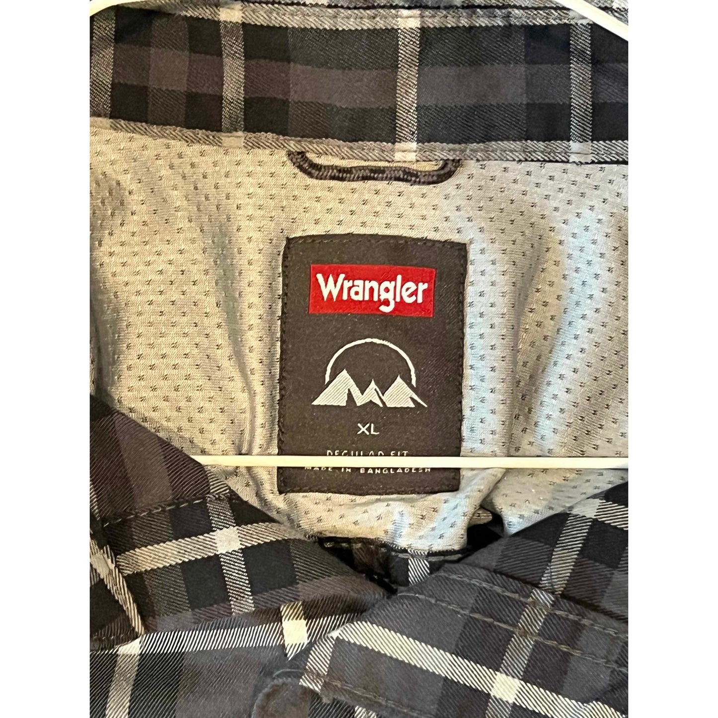 Wrangler Black Gray Checkered Flannel Mens XL