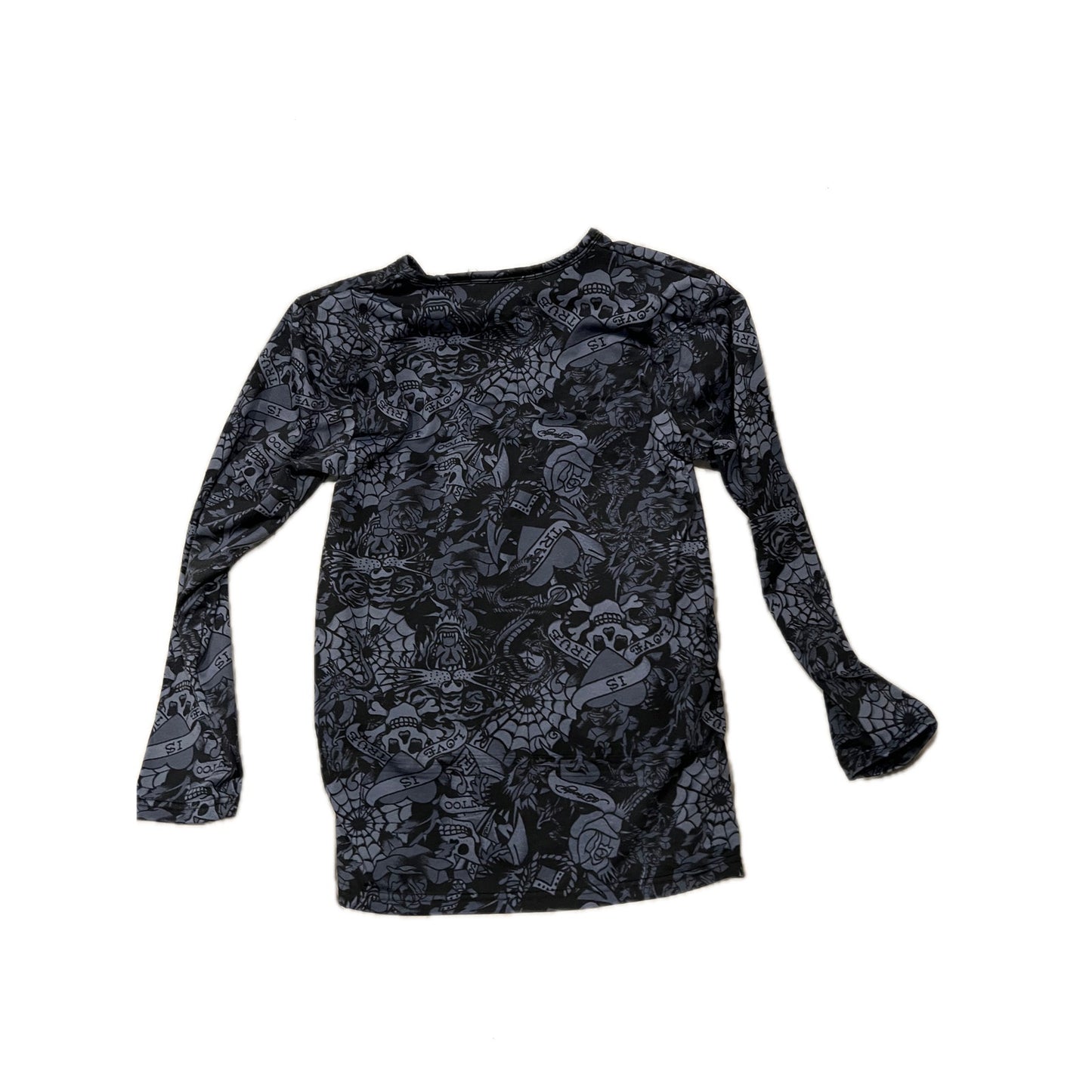 Ed Hardy Gray Print LOVE Long Sleeve Skater Shirt Mens S