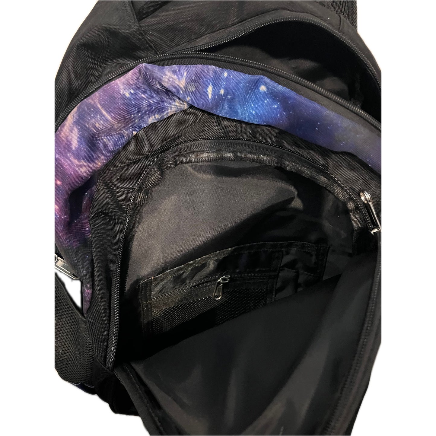 No Label School Backpack Black w Space Print 24L