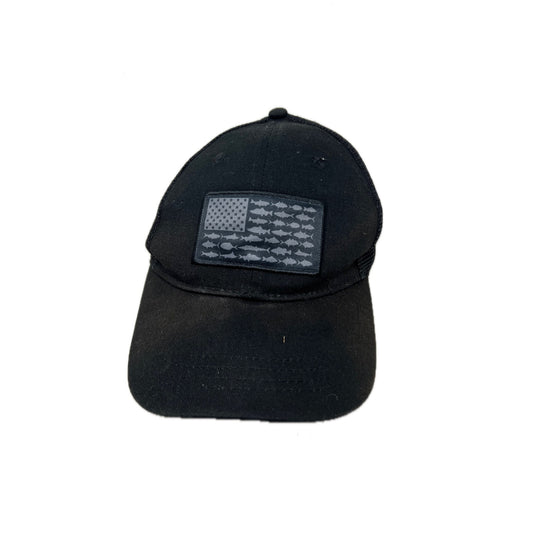 Three In USA Flag with Fish Black Baseball Cap Adjustable