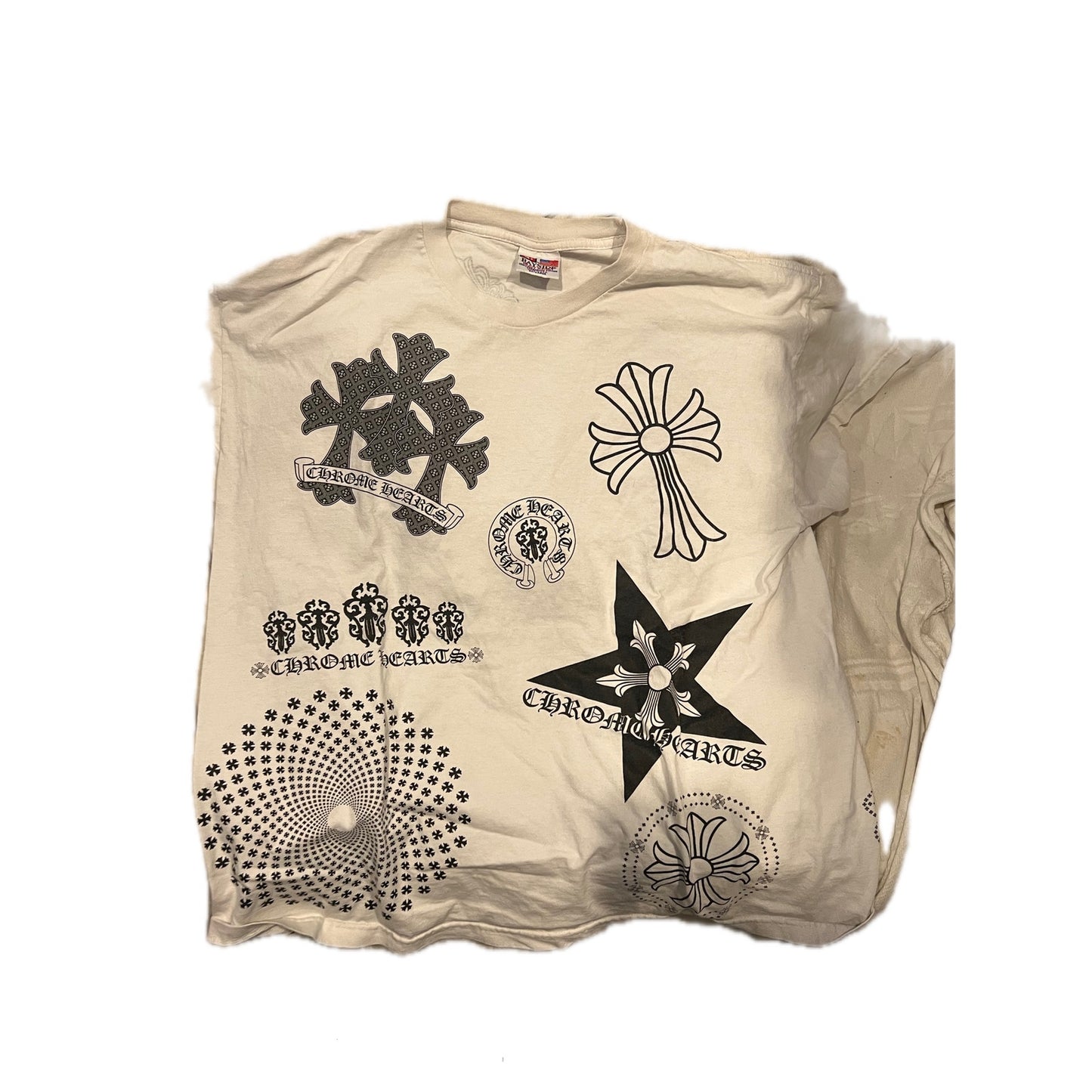 Bayside HeavyWeight Chrome Heart Iron Cross T-Shirt Mens 2XL