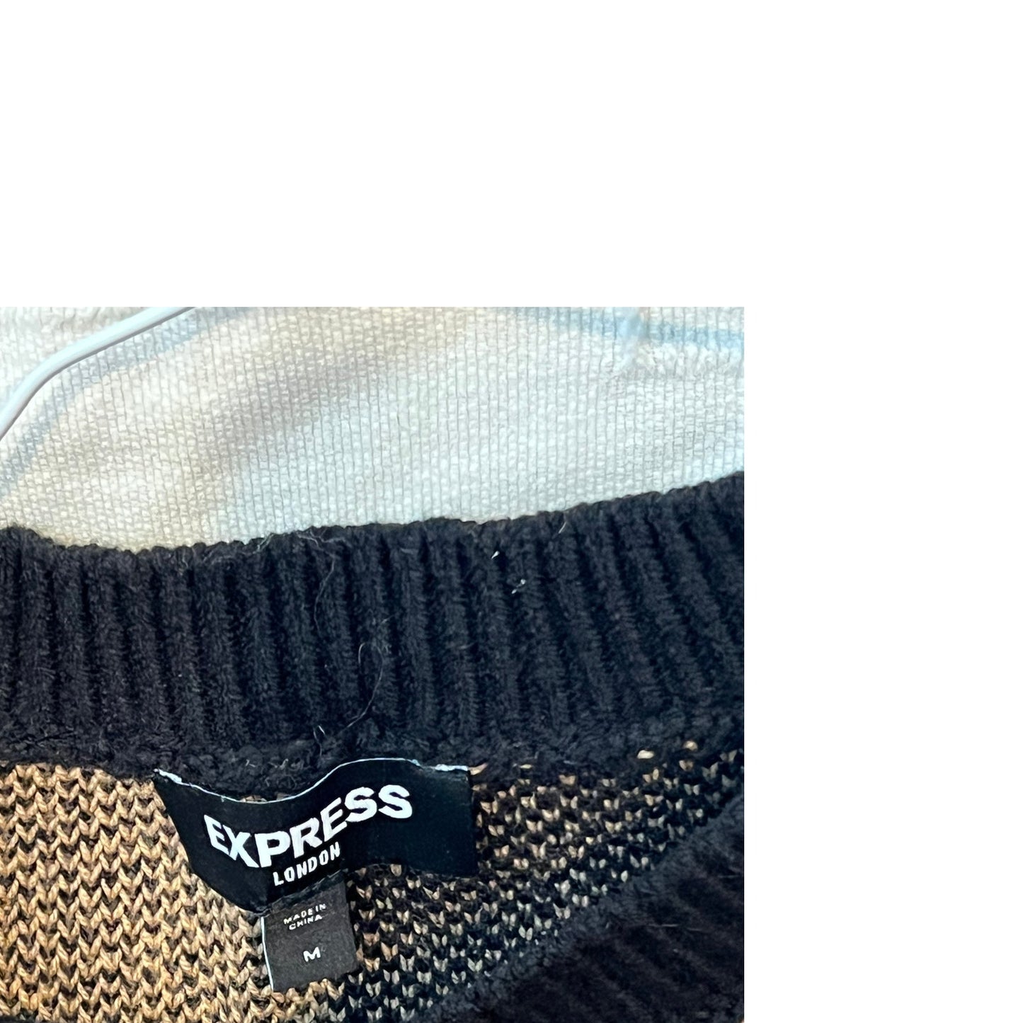 Pull Express Londres Prince de Galles Noir et Beige Femme Taille M