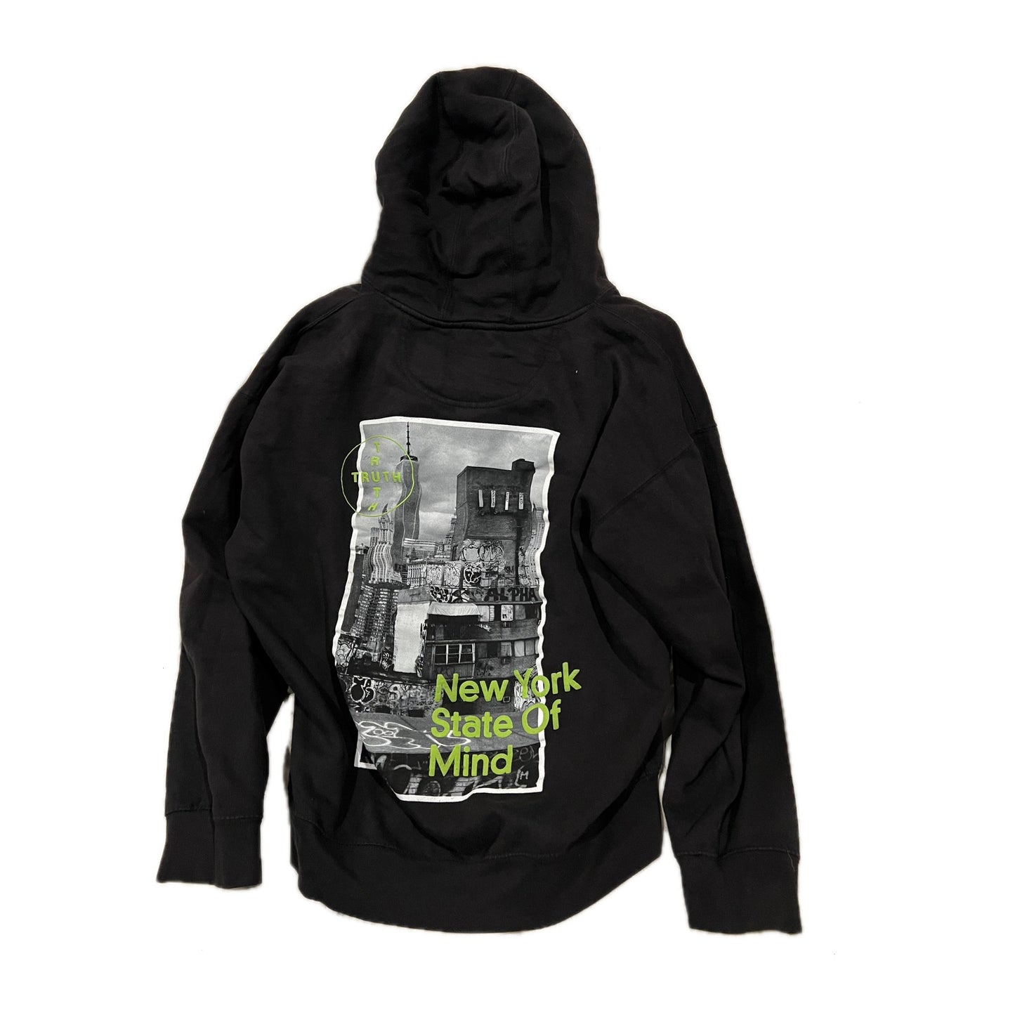 Thruth + Theory New York State of Mind Black Hoodie Mens XL