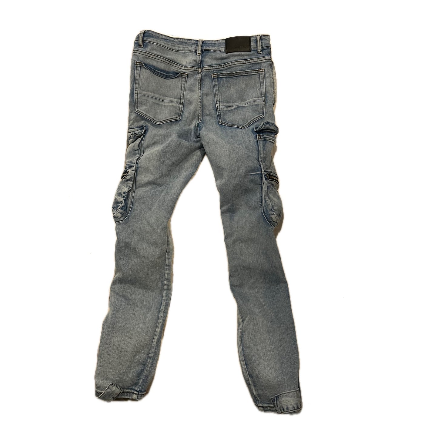 PRSTGE Snap Cargo Streetwear Jeans in Icey Blue Mens 34x30