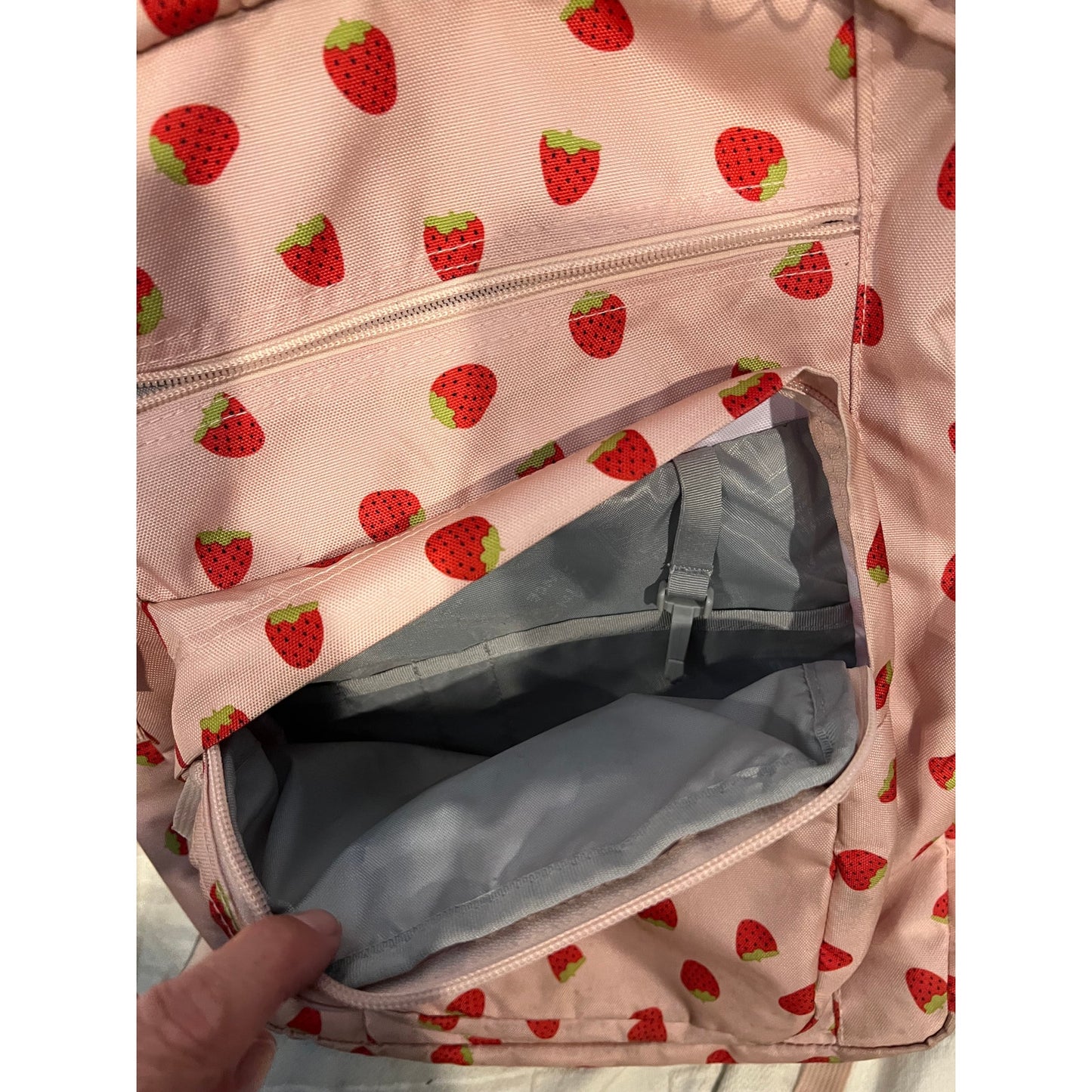 JanSport Pink Strawberry Big Student 3 Section Backpack
