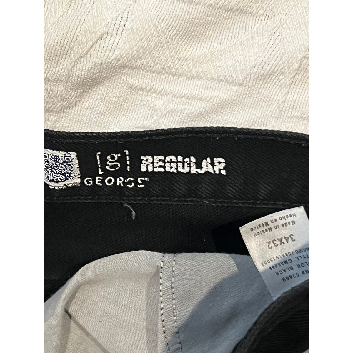 George Regular Straight Black Jeans Mens 34x32