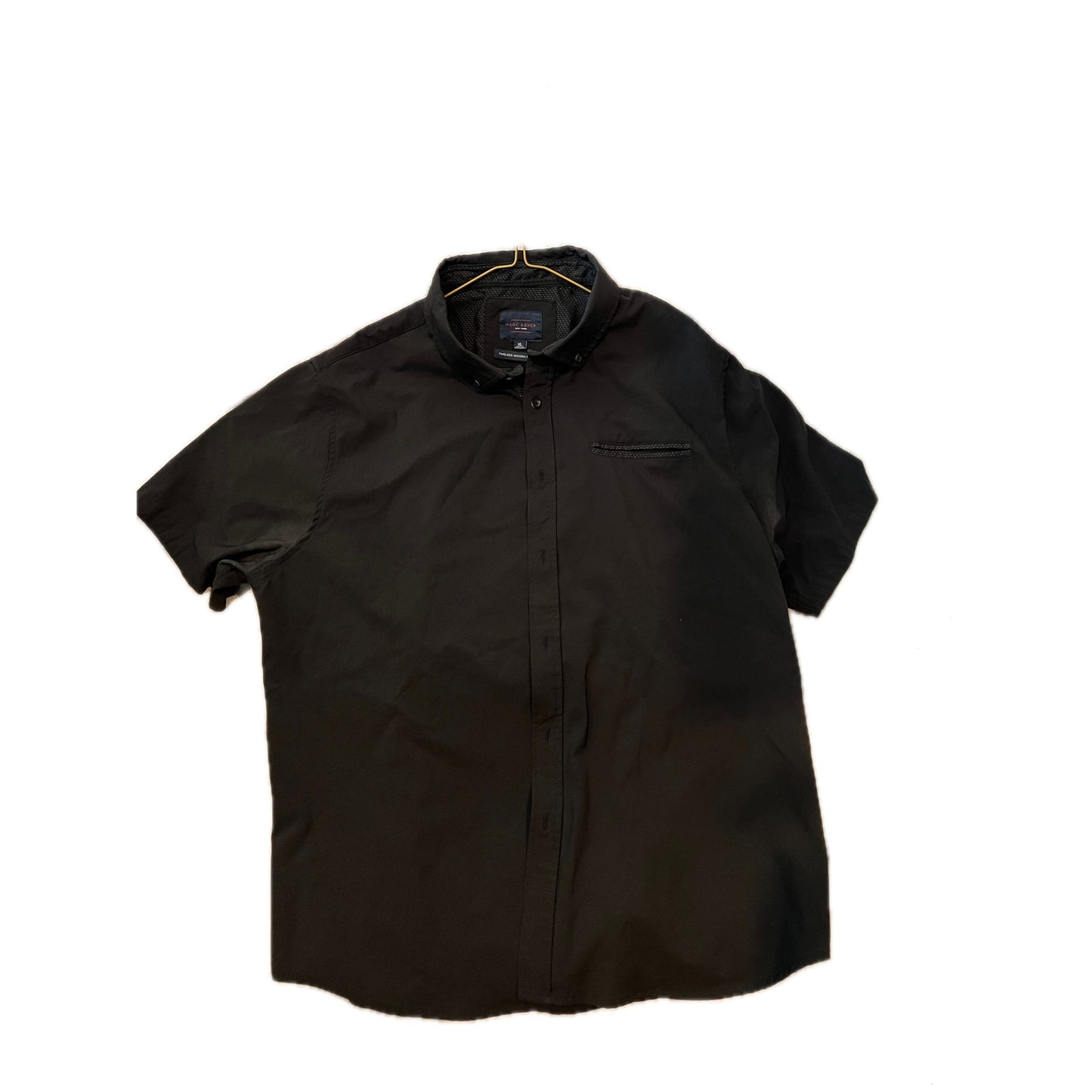 Chemise boutonnée à manches courtes noire Marc Asher, taille XL pour homme