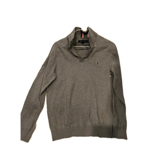 Tommy Hilfiger Gray Knit 1/4 Crewneck Sweater Mens XS