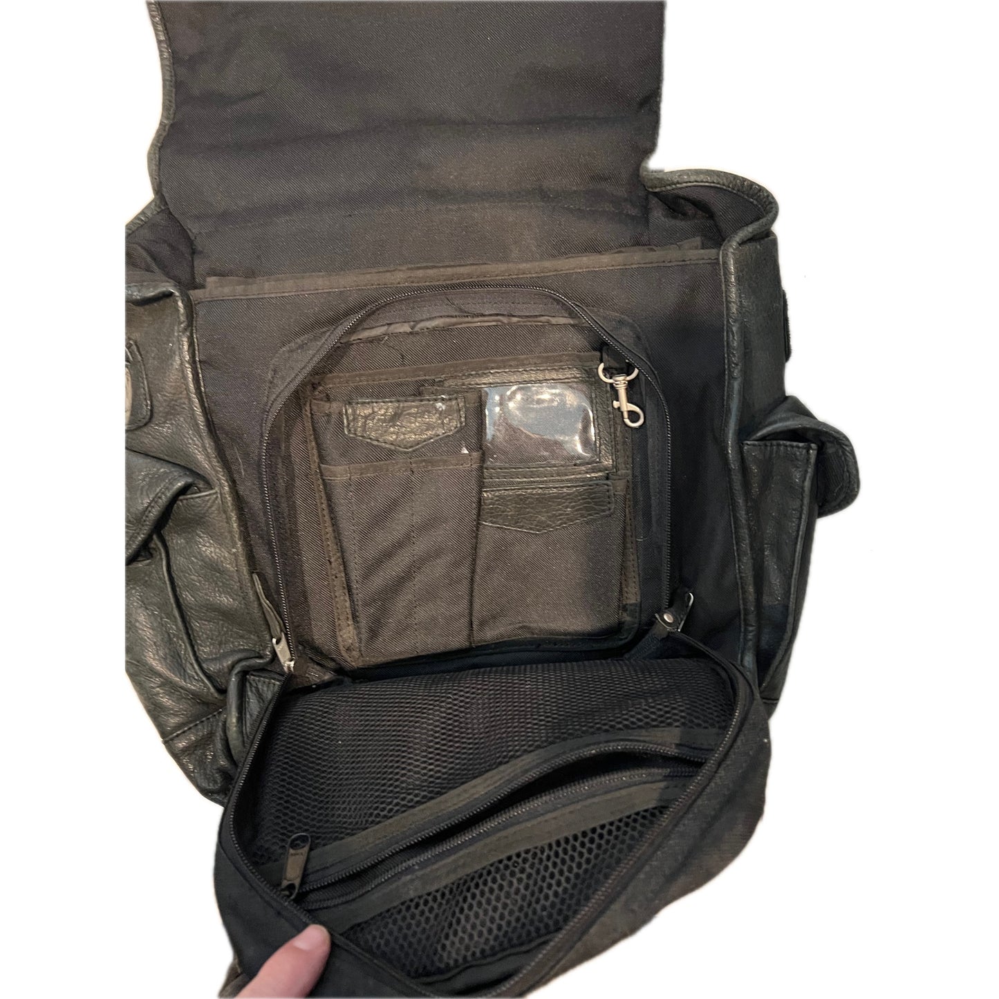 Sac à dos vintage en cuir noir Canyon Outback