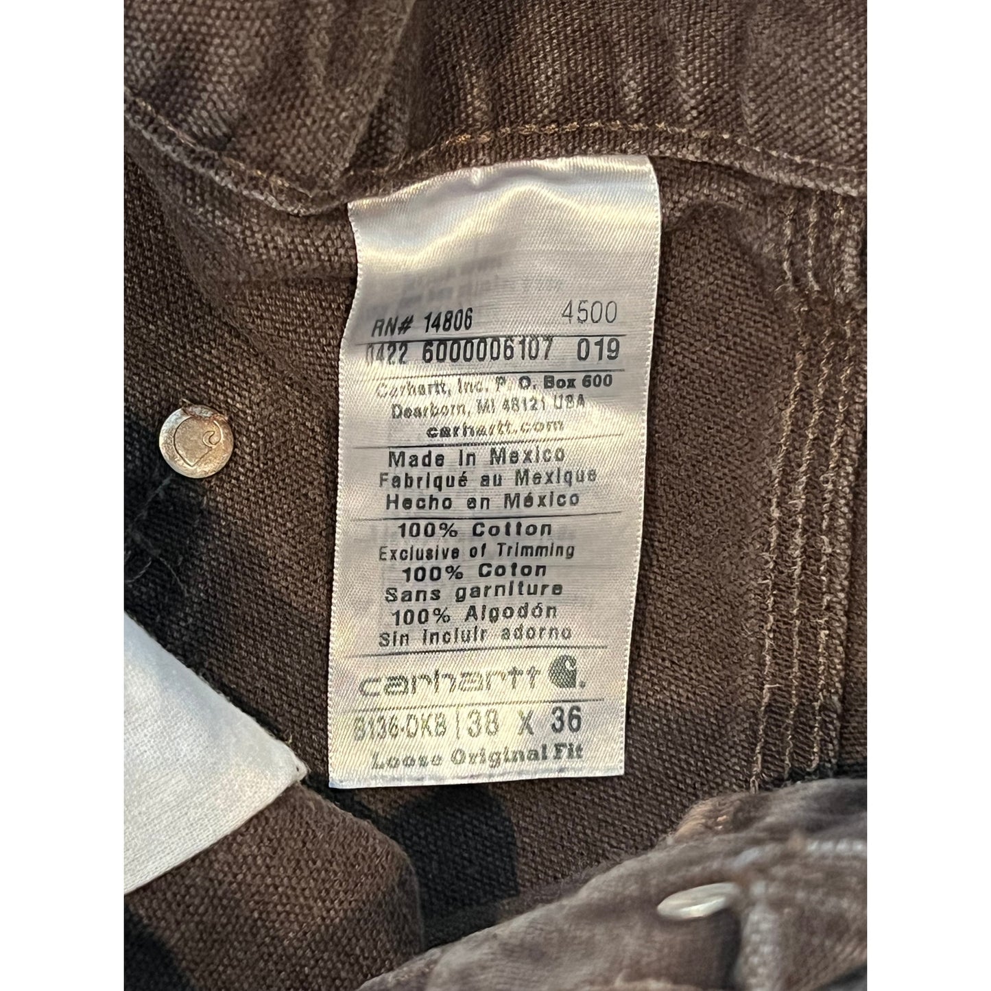 Pantalon de travail Carhartt beige coupe ample homme 38x36