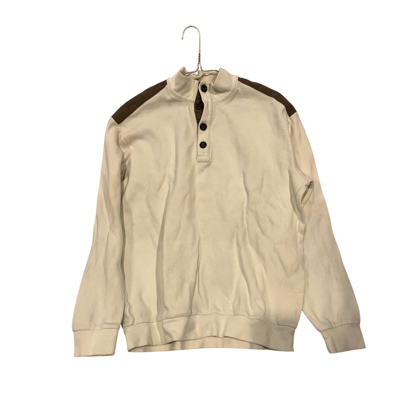 Cremieux 1/4 Button Knit Sweater Creme Mens M